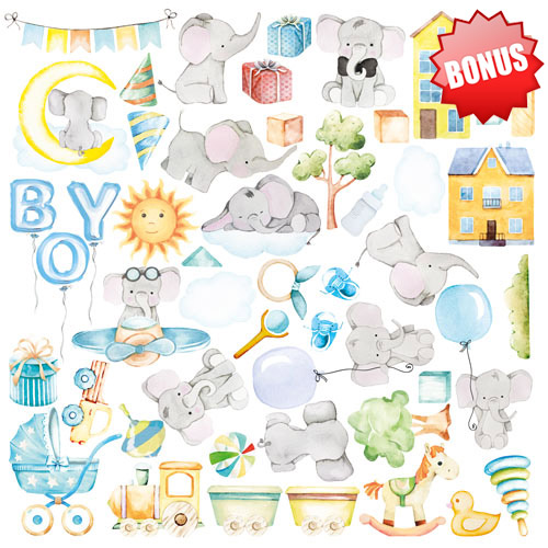 Колекція паперу для скрапбукінгу My cute Baby elephant boy 30,5x30,5 см, 10 аркушів - фото 11
