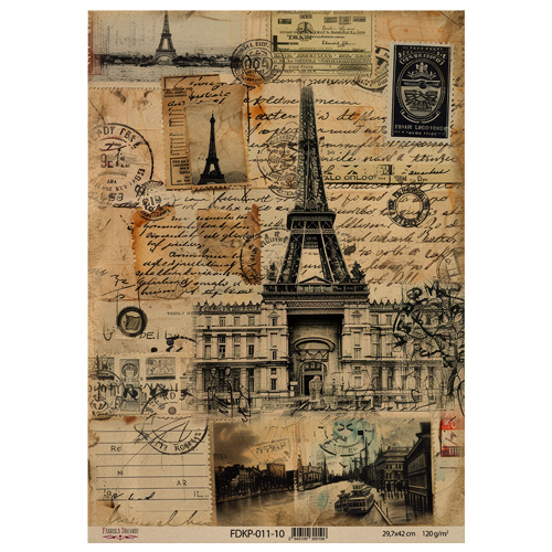 Arkusz kraft papieru z wzorem "Vintage Europe", #10, 42x29,7 cm - Fabrika Decoru