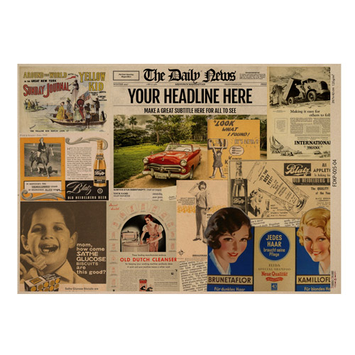 Набір одностороннього крафт-паперу для скрапбукінгу Newspaper advertisement 42x29,7 см, 10 аркушів  - фото 3