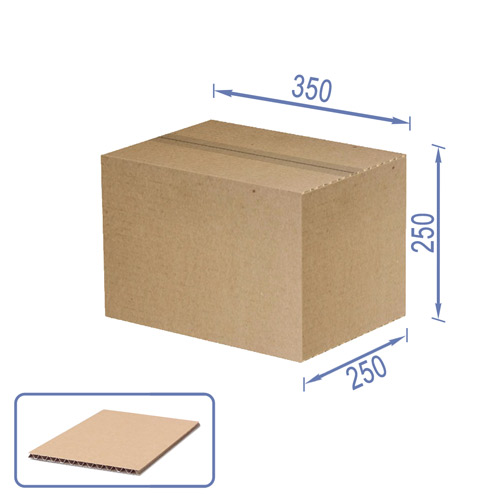 Cardboard box for packaging, 10 pcs set, 3 layers, brown, 350 х 250 х 250 mm - foto 0