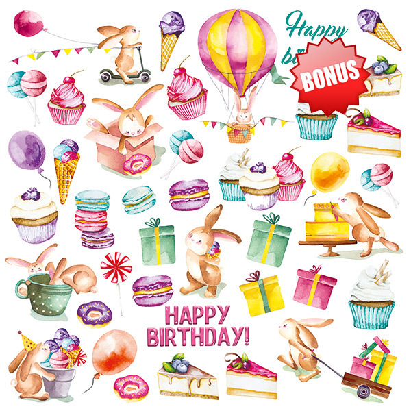 Double-sided scrapbooking paper set Sweet Birthday 12"x12", 10 sheets - foto 10
