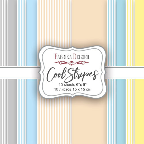 Doppelseitiges Scrapbooking-Papierset „Cool Stripes“, 15 cm x 15 cm , 10 Blätter - Fabrika Decoru