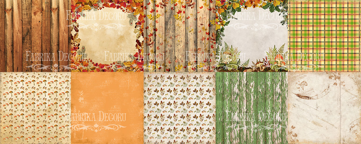 Doppelseitiges Scrapbooking-Papier-Set Botanik Herbst, 20 cm x 20 cm, 10 Blätter - foto 0  - Fabrika Decoru