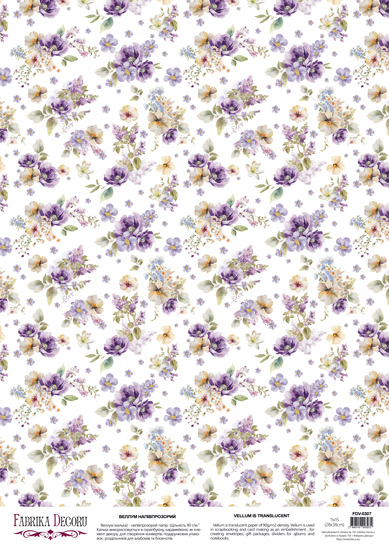Deco Pergament farbiges Blatt Floral Sentiments Purpurne Symphonie, A3 (11,7" х 16,5") - Fabrika Decoru