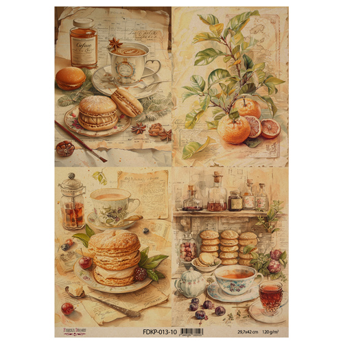 Arkusz kraft papieru z wzorem "Cooking delights", #10, 42x29,7 cm - Fabrika Decoru