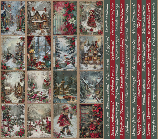 Zestaw pasków z obrazkami do dekorowania Nostalgic Christmas 5 szt. 5x30,5 cm - Fabrika Decoru