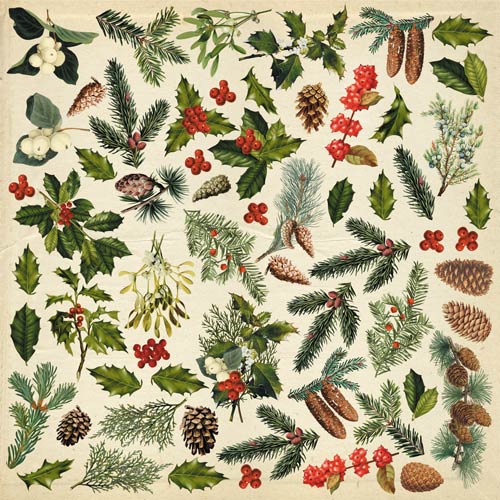 Arkusz z obrazkami do dekorowania "Winter botanical diary" - Fabrika Decoru