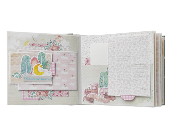 Zestaw DIY do tworzenia dziecięcego scrapbooking albumu "Dreamy Baby Girl", 20cm x 20cm, #08 - foto 3  - Fabrika Decoru