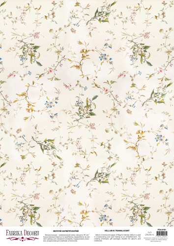 Deco Pergament farbiges Blatt Florale Muster, A3 (11,7" х 16,5") - Fabrika Decoru