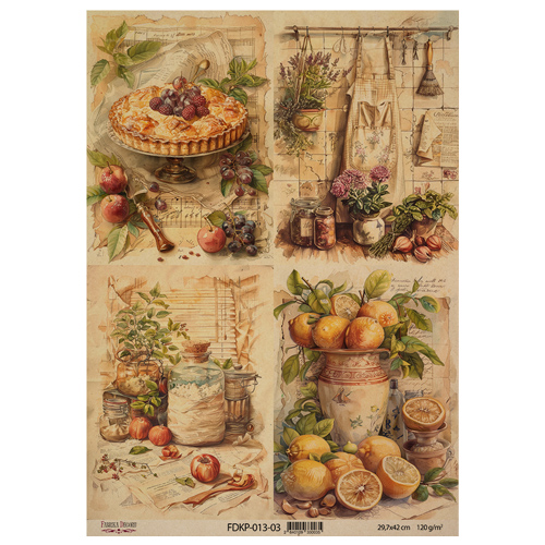 Arkusz kraft papieru z wzorem "Cooking delights", #3, 42x29,7 cm - Fabrika Decoru