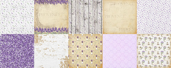 Doppelseitiges Scrapbooking-Papierset Lavender Provence, 20 cm x 20 cm, 10 Blätter - foto 0  - Fabrika Decoru
