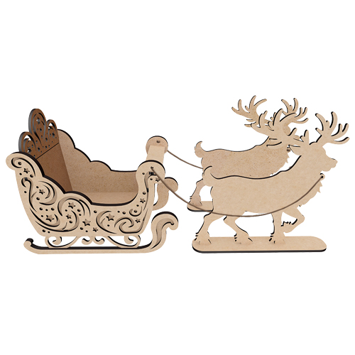 Desktop Arrangement (Blank) - "Sleigh with Stars and Deer"