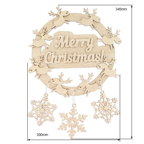 Christmas wreath MDF-made, "Merry Christmas", 340x300mm, Piece for decorating #215 - foto 0