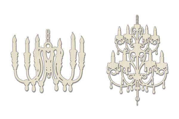 Chipboard embellishments set, Chandelier with candles  #589