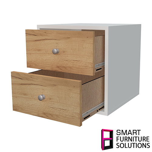 Cabinet with two drawers 0,5:0,5, Fronts Golden Oak, 400mm x 400mm x 400mm - foto 1