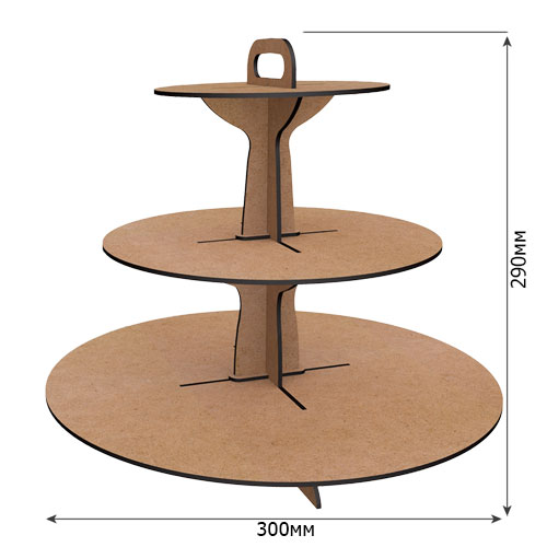 Подставка для сладостей на 3 яруса с ручкой, 300 х 290мм, #408 - Фото 0