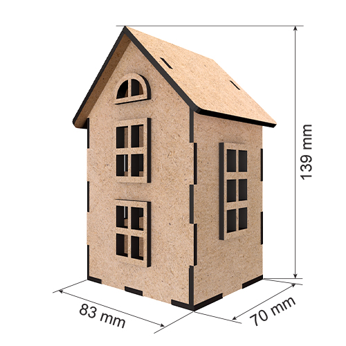 Заготовка для декорирования "Домик 11" с LED свечой в комплекте, 83 x 70 x 139 мм,  #350 - Фото 0