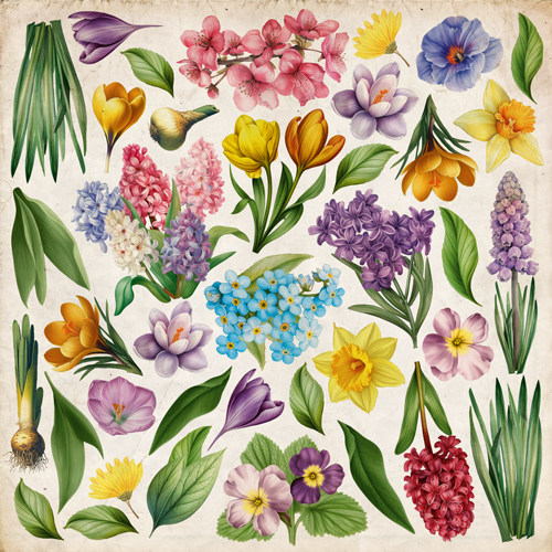 Arkusz z obrazkami do dekorowania Spring Botanical Story 20x20 cm - Fabrika Decoru