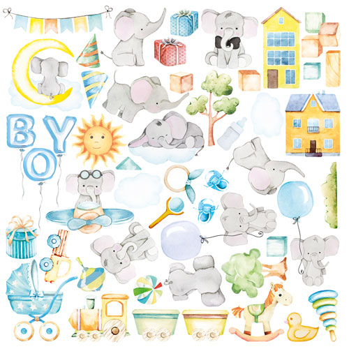 Arkusz z obrazkami do dekorowania "My cute Baby elephant boy" - Fabrika Decoru
