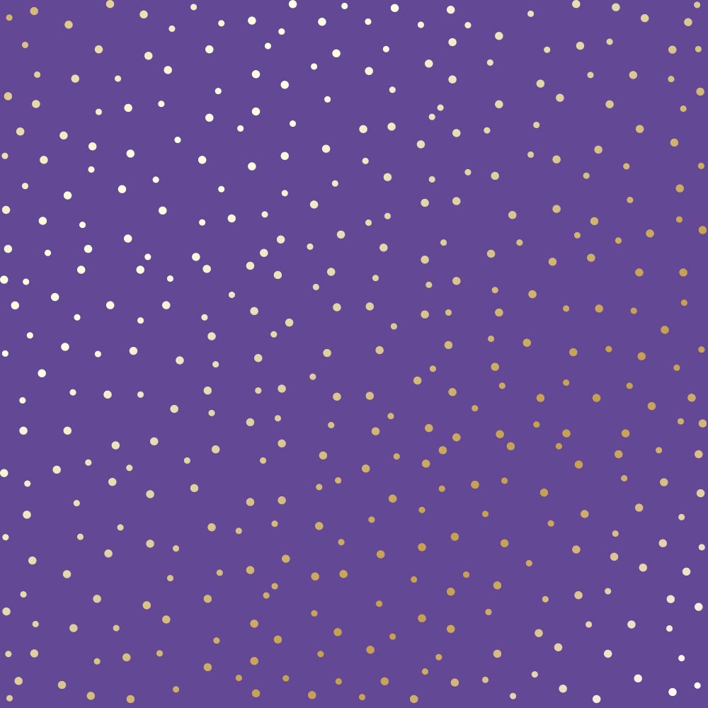 Sheet of single-sided paper with gold foil embossing, pattern Golden Drops, color Lavender, 12"x12" 
