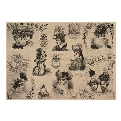 Kraft paper sheet Vintage women\'s world #01, 16,5’’x11,5’’ 