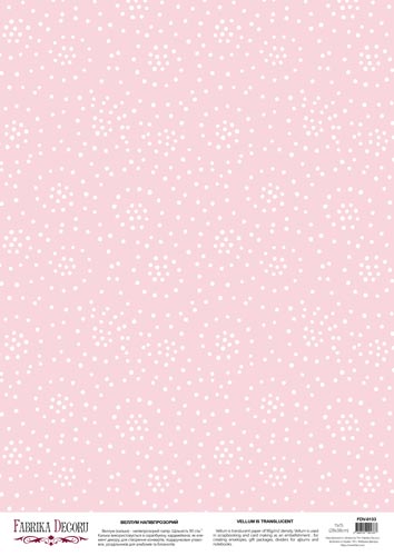 Arkusz kalki z nadrukiem, Deco Vellum, format A3 (11,7" х 16,5"), "Wirujące kropki na różowym tle" - Fabrika Decoru