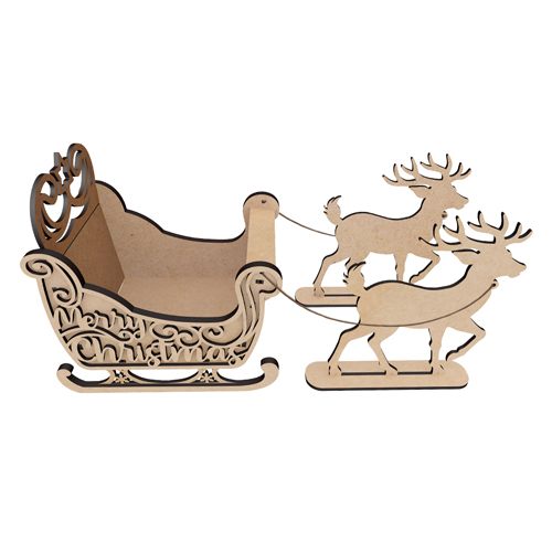 Desktop Arrangement (Blank) - "Sleigh with Curls and Deer"