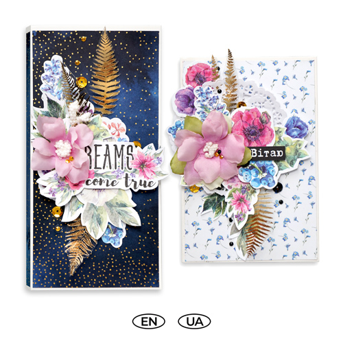 diy kit for creating a greeting card (10 x 15 cm) and a chocolate bar (9 x 18 cm), "night garden" collection