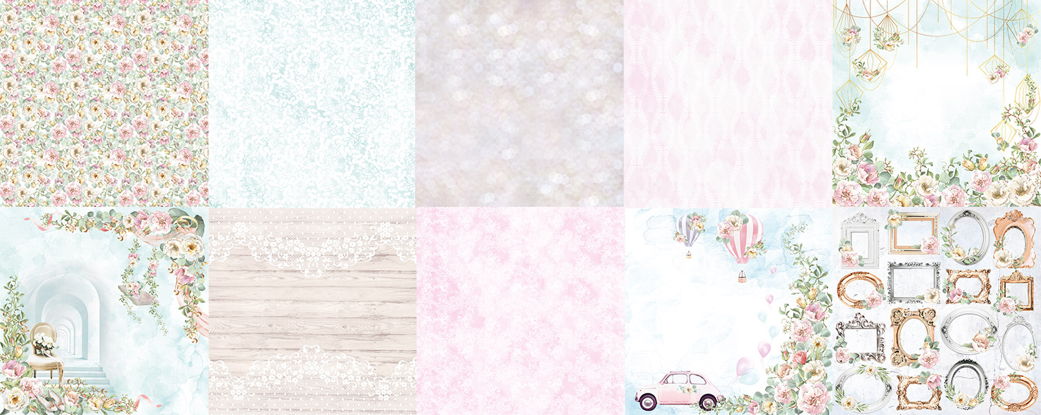 Double-sided scrapbooking paper set Walking on clouds 12"x12", 10 sheets - foto 0