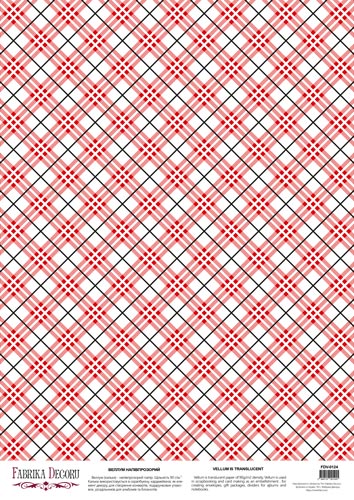 Arkusz kalki z nadrukiem, Deco Vellum, format A3 (11,7" х 16,5"), "Czerwone i białe romby" - Fabrika Decoru