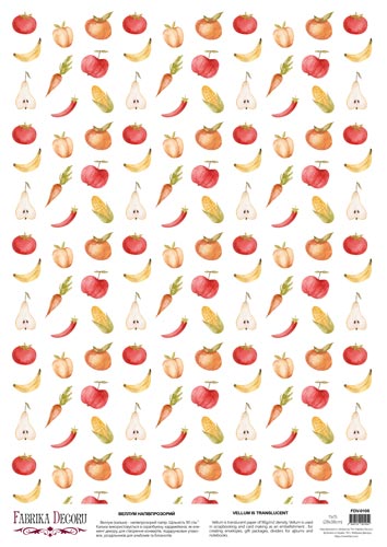 Deco Pergament farbiges Blatt Summer fruits, A3 (11,7" х 16,5") - Fabrika Decoru