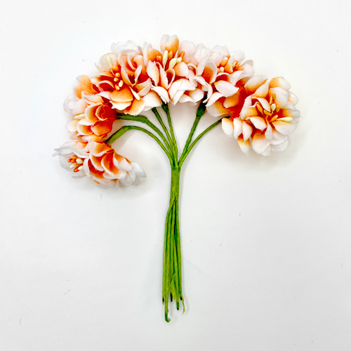 Zestaw kwiatów "Kwiaty jabłoni". Pomarańczowy z biały, 6 sztuk  - Fabrika Decoru