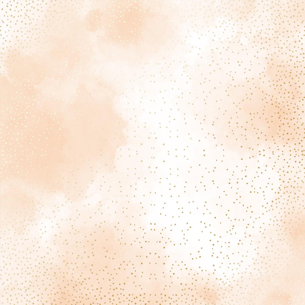 Sheet of single-sided paper with gold foil embossing, pattern Golden Mini Drops, color Beige watercolor, 12"x12"