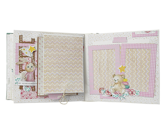 Zestaw DIY do tworzenia dziecięcego scrapbooking albumu "Dreamy Baby Girl", 20cm x 20cm, #08 - foto 6  - Fabrika Decoru