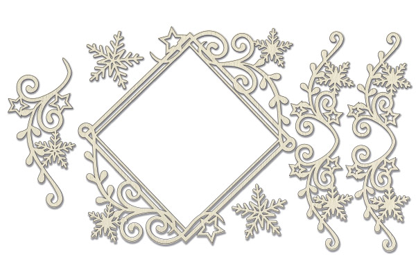 Spanplatten-Set Rhombus und Locken mit Schneeflocken #645 - Fabrika Decoru