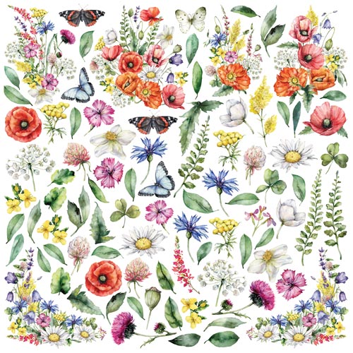 Arkusz z obrazkami do dekorowania Summer Meadow 30,5x30,5 cm - Fabrika Decoru