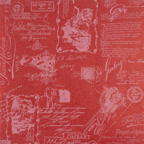 Kraftpapierblatt 12 "x 12" Vintage-Karte auf Rot - Fabrika Decoru