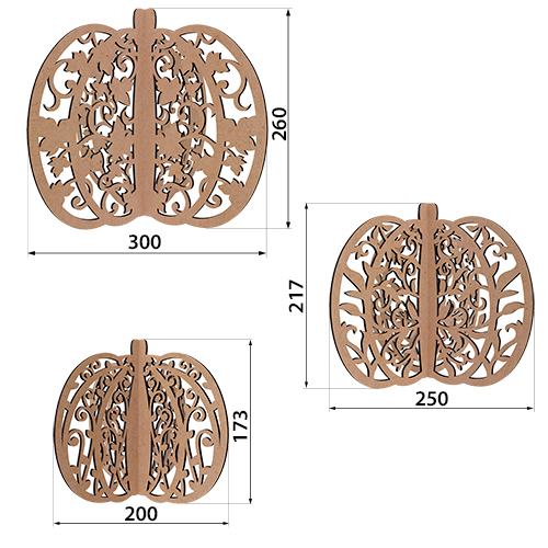 Тыквы с Завитками 3D, Заготовки для декорирования 3 шт, 30 см, 25 см, 20 см #416 - Фото 3