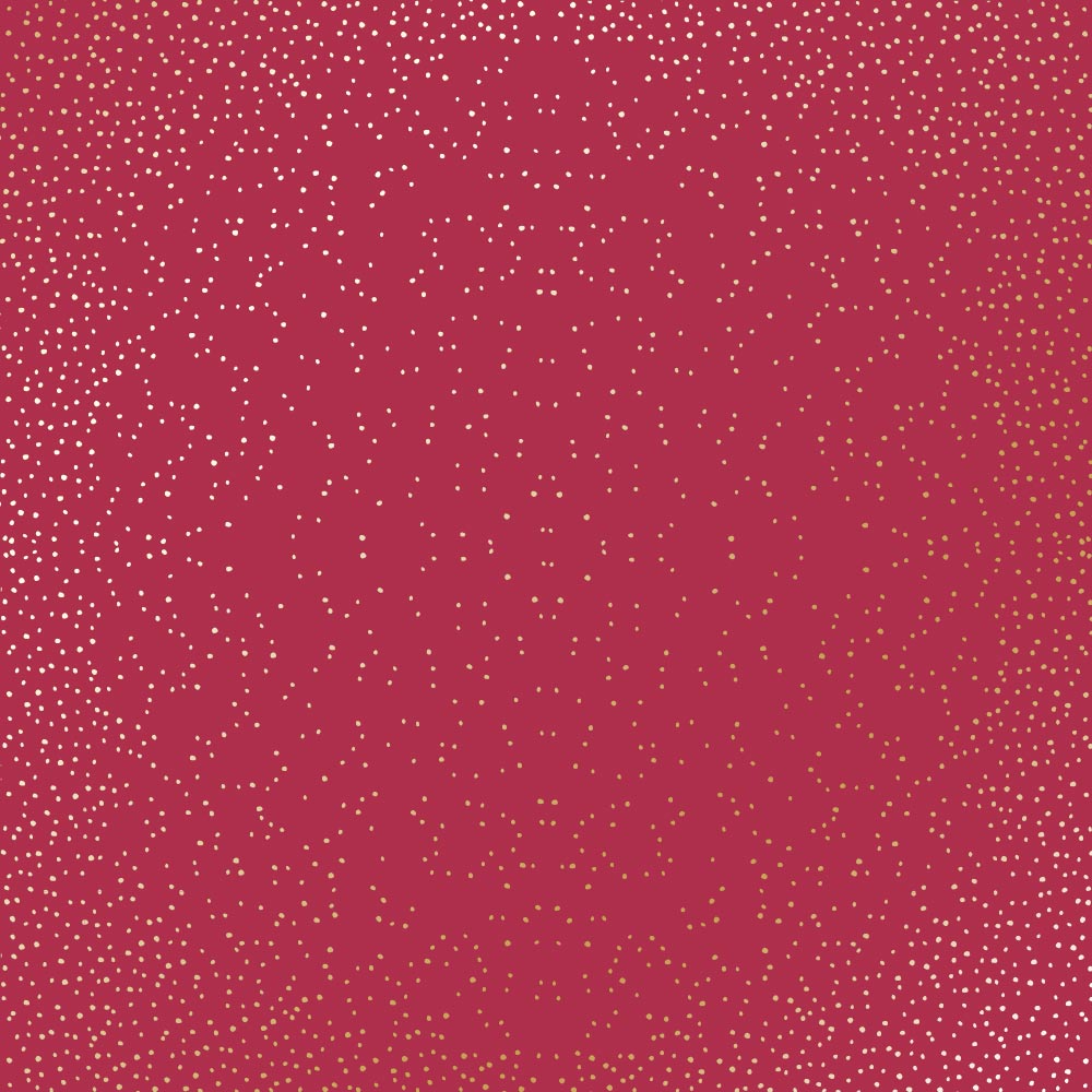 Sheet of single-sided paper with gold foil embossing, pattern Golden Mini Drops, color Blackberry, 12"x12"