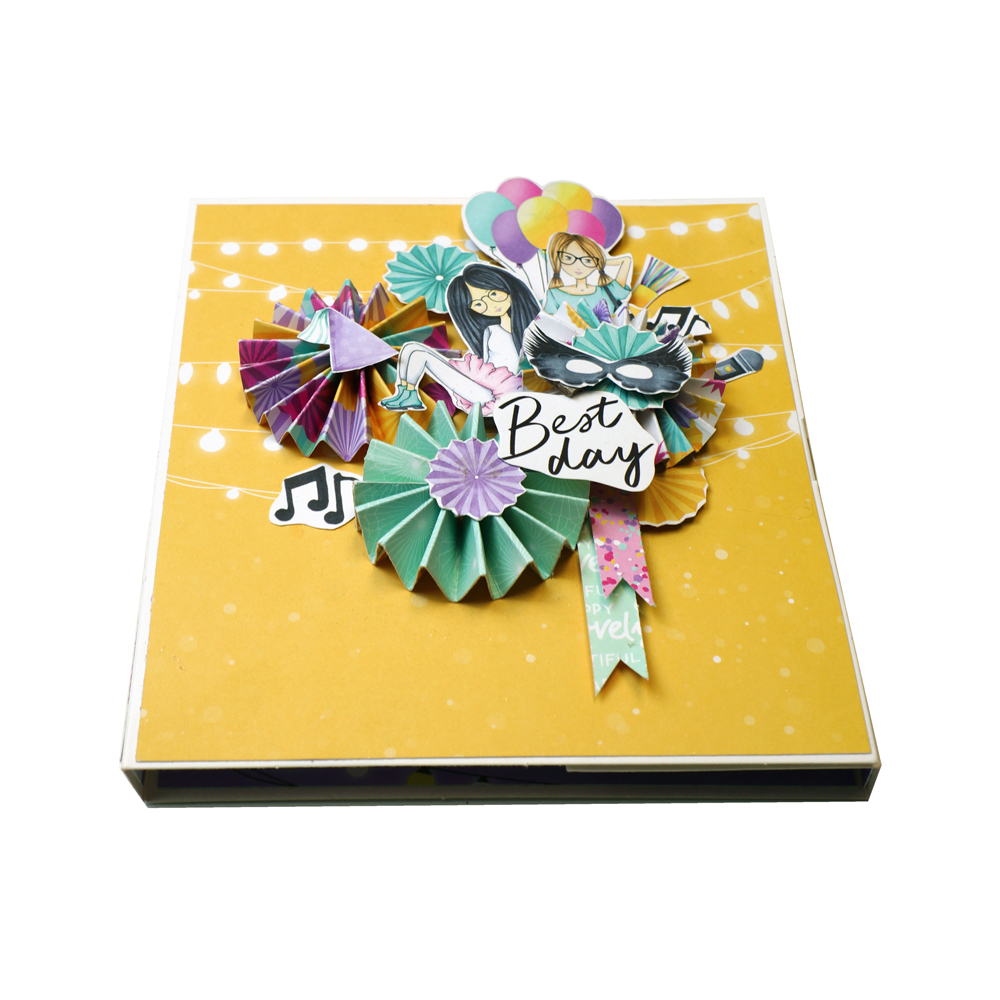 diy kit for creating a "party girl" pop-up card 14 cm x 16 cm