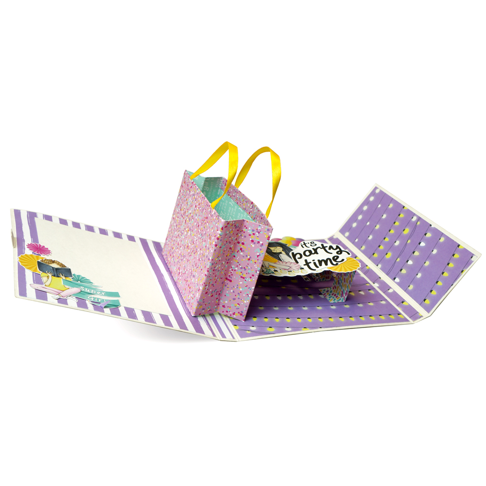 Zestaw DIY do stworzenia pop-up karty "Party Girl" 14 cm x 16 cm - foto 0  - Fabrika Decoru