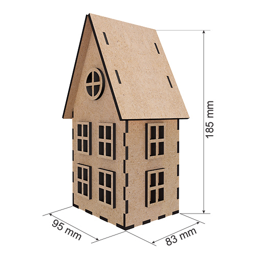 Заготовка для декорирования "Домик 12" с LED свечой в комплекте,  95 x 83 x 185 мм, #404 - Фото 0
