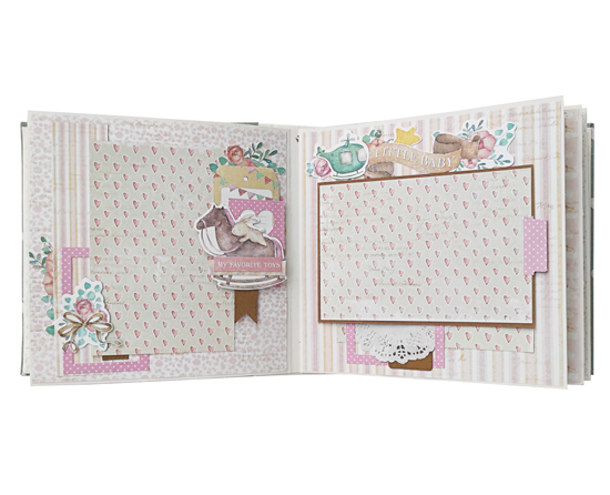 Zestaw DIY do tworzenia dziecięcego scrapbooking albumu "Dreamy Baby Girl", 20cm x 20cm, #08 - foto 4  - Fabrika Decoru