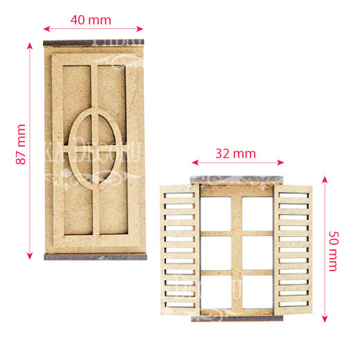 Figurki 3D do dekoracji domków dla lalek lub shadow boxów, Drzwi, okno, Zestaw #279 - foto 4  - Fabrika Decoru