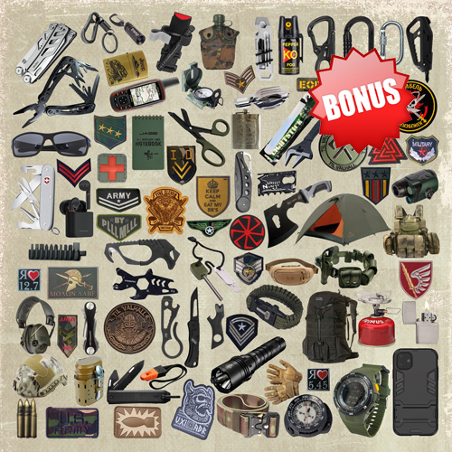 Double-sided scrapbooking paper set Military style 12"x12", 10 sheets - foto 12