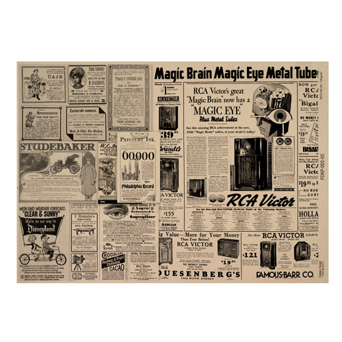 Набор односторонней крафт-бумаги для скрапбукинга Newspaper advertisement 42x29,7 см, 10 листов - Фото 4