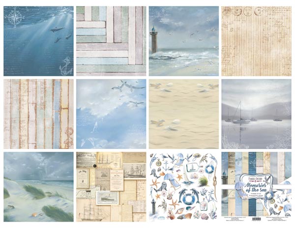 Double-sided scrapbooking paper set Memories of the sea 12"x12", 10 sheets - foto 0