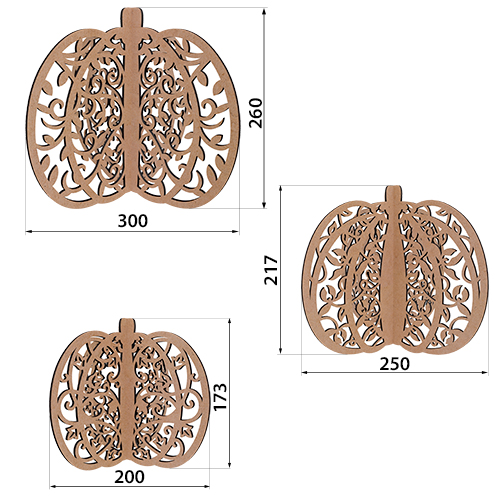 Тыквы с Завитками 3D, Заготовки для декорирования 3 шт, 30 см, 25 см, 20 см #415 - Фото 3