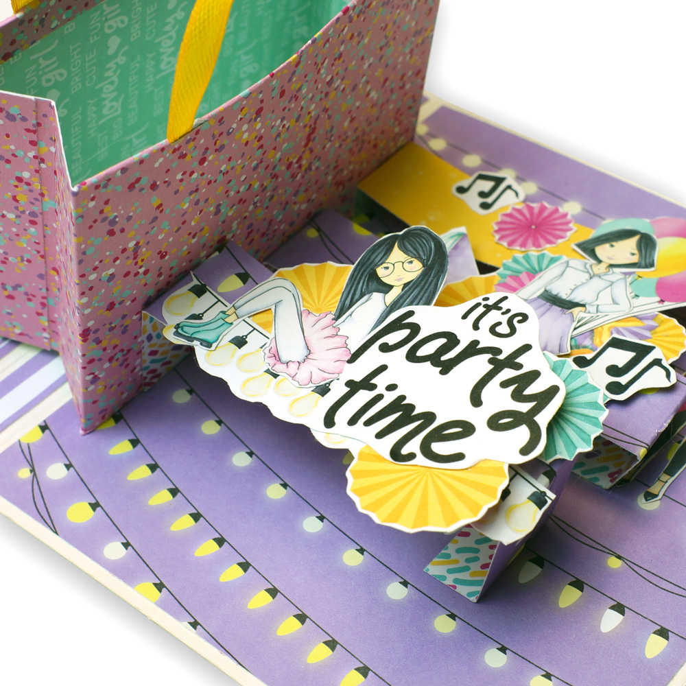 Zestaw DIY do stworzenia pop-up karty "Party Girl" 14 cm x 16 cm - foto 5  - Fabrika Decoru