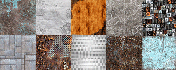 Doppelseitiges Scrapbooking-Papierset Grunge & Mechanics, 20 cm x 20 cm, 10 Blätter - foto 0  - Fabrika Decoru